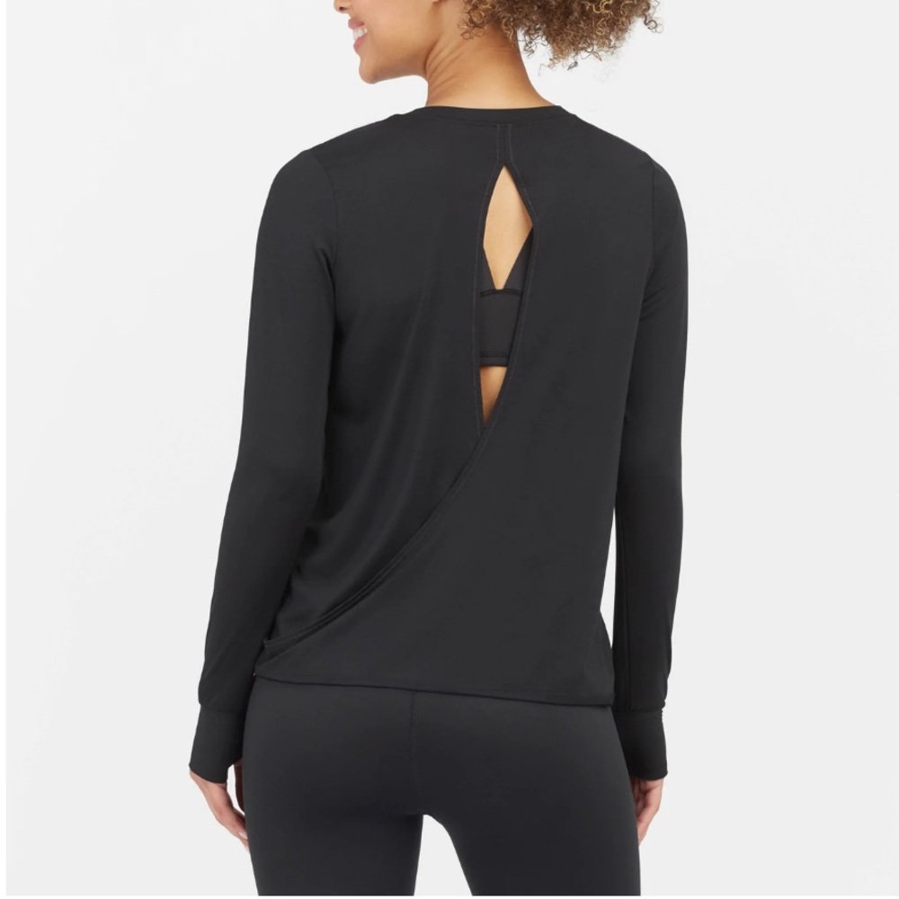 Spanx Wrap Back long sleeved tee in graphite dust